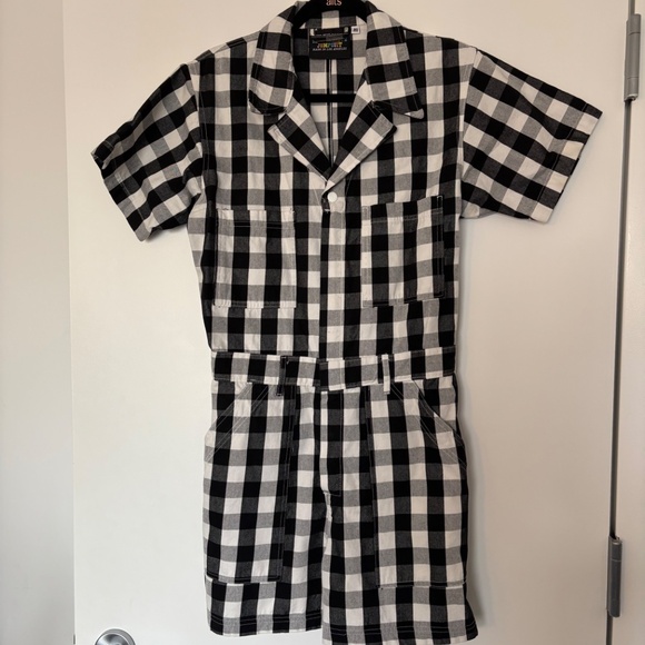 Big Bud Press Romper Jumpsuit - Black Gingham - Picture 1 of 4